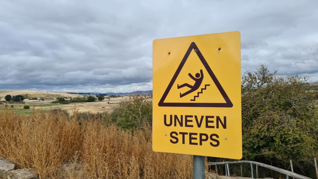 sign that could lead to issues over a potential slip and fall case